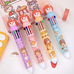 Pcs/lot Kawaii Girl 10 Colors Ballpoint Pen Cute Press 0.7MM Ball Pens Office School Writing Supplies