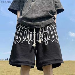 Men's Pants Fashion printed men's denim basketball shorts new summer loose print comfortable straight wide leg casual shorts Z230815