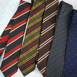 Bow Ties 8CM Width Vintage Striped Men Tie For Wedding Party Business Classic Fashion Polyester Slim Mens Necktie Suit