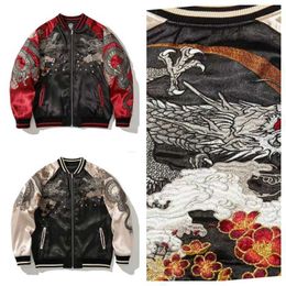 Men's Couple Jackets Animal Dragon Embroidered Spring Baseball Uniform Contrast Color Casual Clothes
