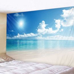 Tapestries Blue Sky and White Clouds Tapestry Natural Landscape Wall Hanging Background Cloth Home Living Room Decor Yoga Beach Mats