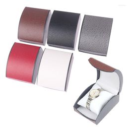 Jewelry Pouches Fashionable Curved Flip Bracelet Storage Box High-end Men's Imitation Leather Plastic Watch Display