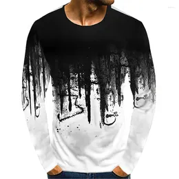 Men's Sweaters Fashion Pullover Long Sleeve T-shirts 3d Printed Graphic Color Block T-Shirt For Men Street O Neck Oversized Tee