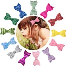 Baby Girls hairpins leather Bow Barrettes Kids Paillette Clips Sequin Big Bows Clip Boutique Bowknot Accessories ZZ