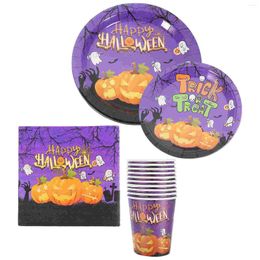 Dinnerware Sets 1 Set Of Halloween Tableware Paper Plates Cups Napkins Table Decorations