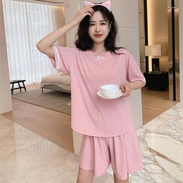 Women's Sleepwear Fdfklak Thin Short Sleeve T-Shirt Casual Pants Two-Piece Set Pyjamas Summer Modal Comfortable Pijama Mujer