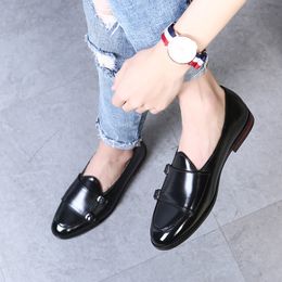 Dress Shoes Fashion Monk Strap Leather Men Plus Size British Style Loafer Casual Flat for Party Club Zapatos Hombre 230812
