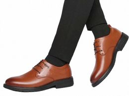 brown Men Cowhide Dress Black Orange Shoes Leather Style Round Toe Soft-sole Fashion Business Oxfords Homme169 d9QF#