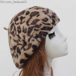 Wide Brim Hats Bucket Hats WZCX 2019 New Rabbit Hair Korean Leopard Casual Fashion Beret Autumn Fashion Women's Hat Adult Hat Z23814