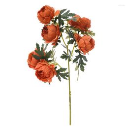 Decorative Flowers Artificial Small Tea Roses Bouquet Peony Wedding Party Autumn Decor Home Table Fake Flower Arrangement Pography Props