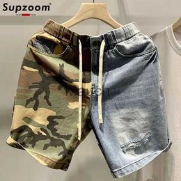 Men's Jeans zoom 2023 New Arrival Hot Sale Ulzzang Summer Pattern Leng Zipper Fly Stonewashed Camouflage Patchwork Jeans Shorts Men J230814