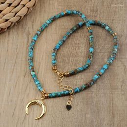 Pendant Necklaces Turuqoises Necklace Fashion Horn Natural Gems Beads Women Healing Stones Crescent Girls Birthday Gift Dropship