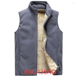 Men's Vests Men Sleeveless Vest Jackets Winter Fashion Male Fleece Coats Warm Black Waistcoats Clothing 7XL 8XL