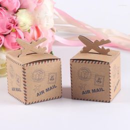 Gift Wrap 50Pcs Plane Kraft Candy Boxes Wedding Favour Paper Bag For Baby Shower