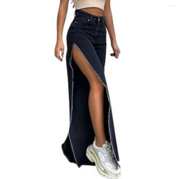 Women's Jeans Lady Trousers Casual Ripped Pure Color Women Pants Sexy Cargo Wide Leg Female Clothes