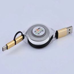 2in1 Fast USB Cable for Huawei Honour Retractable Portable Micro USB Type C Charger Cable For Samsung Huawei LG