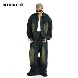 Men's Jeans REDDAC Blue Retro 90s Skater Men Baggy Jeans Brushed Colossus Grunge Y2k Pants Wide Leg Loose Street Style Hip Hop Trousers J230814