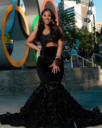 Aso Ebi Black Mermaid Evening Dresses 2023 Sexy Prom Party Dresses for Women Reception Party Gowns