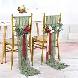 Table Runner 5/10/20pcs Cheesecloth Chair Sashes Rustic Bowknot Designed Chair Cover for Wedding Banquet Party Home el Chair Decor 230814