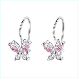 Hoop Huggie Sparkling Crystal Cute Butterfly Earrings 925 Sterling Sier Small For Kids Baby Girls Children Jewellery 1227 Q2 Drop Deli Dhu8K