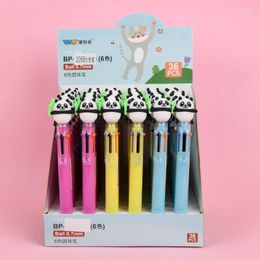 36pcs Kawaii Gel Pen Ballpoint Pens Panda 6 Colors Stationery Multifunctional Handwriting Ball Student Office Supplies