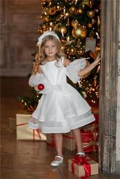 Girl Dresses Ivory White Fluffy Detachable Tail Sticker Flower Dress Wedding Cute Little Children's Holy Communion Birthday