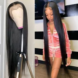 Synthetic Wigs 40 Inch 220%density Straight Lace Front Wig Bone Brazilian 360 13x4 13x6 Hd Lace Frontal Wig Straight Human Hair Wigs for Women Pre Plucked
