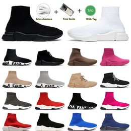 2023 1.0 mens woman Designer socks Casual shoes Platform shiny knit speed 1.0 trainer runner sneaker sock shoe black red white womens Sneakers speeds booties paris