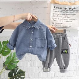 Clothing Sets Children Fashion Clothes Suit Spring Kids Boys Girl Denim Long Shirt Pants 2Pcs/sets Baby Toddler Clothing Infant Sportswear
