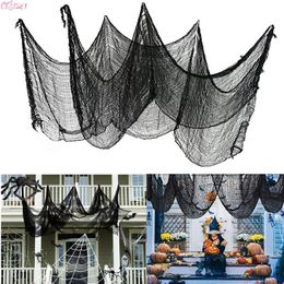 Other Event Party Supplies 4m Giant Spider Web Halloween Black Creepy Gauze Cloth for Decor Outdoor Hanging Scary Spooky Haunted House Deco 230814