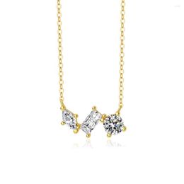 Pendants WPB S925 Sterling Silver Necklace Women Shiny Geometric Female Luxury Jewelry Zircon Design Girl Gift Party