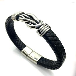 Charm Bracelets Fashion Stainless Steel Punk Leather Bracelet Hip Hop Magnet Buckle For Men BG-010