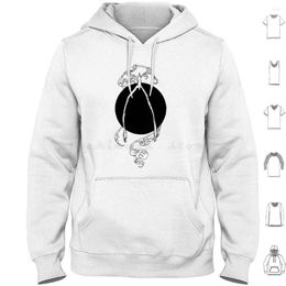 Men's Hoodies The Happy Bone Hoodie Cotton Long Sleeve Rotten Fantom Black And White Graphic Illustration Nature Death Bird Circle