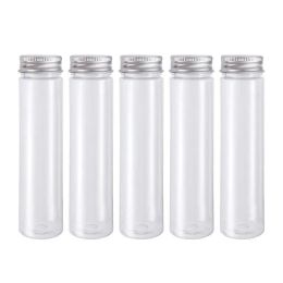wholesale 110ml Clear Plastic Test Tubes with Screw Caps Cookie Nuts Bottle Containers for Party Favors Science Experiment Home LL