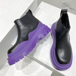 Big size Chelsea boots 2023 new B V Martin boots leather black purple couple boots Spring and autumn single boots outdoor casual boots Sizes 35-46 +box