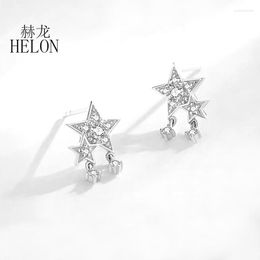 Stud Earrings HELON Real 18K White Gold Earring Lab Grown Diamond Moissanite AU750 Women Trendy Fine Jewellery Star Design