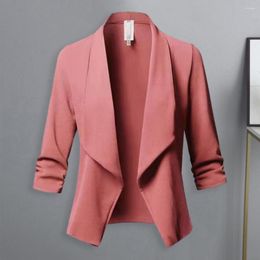 Women's Suits Women Lightweight Suit Jacket Elegant Business Stylish Open Stitch Cardigan With Three Quarter Sleeves For Formal
