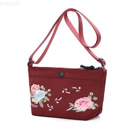 Messenger Bags Designer Luxury Brand Handbags Mini Crossbody Bags Peony Embroidered Bags for Women Nylon Handbag Messenger Bag Purses Satchels L230814