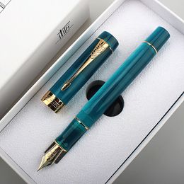 Fountain Pens Jinhao Peacock orchid 100 Pen 18KGP Golden Plated M Nib Resin Ink With A Converter Business Office Gift 230814