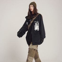 Y2K Garbage Winter Men's Hoodie Street Apparel Print Hip Hop Black Sweatshirt Harajuku Zip Up Hoodie Gothic Men's Jacket Coat