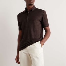Designer Men Polo T Shirts Summer Loro Piana Linen Polos Shirt Short Sleeve Tshirt Fashion Men Clothes