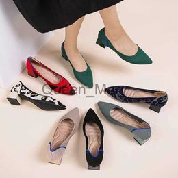 Dress Shoes Large women's highheeled shoes Fashion pointy beautiful pattern square toe shoes Heel rubber antiskid shoes New 2023 J230815