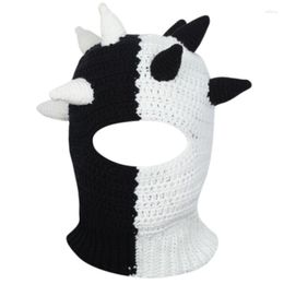 Berets Knit Beanie Hat Devil Horns Halloween Ski Masks Winter Caps Knitted Hats Pranky Pograph Props For Adults Women Men Dropship