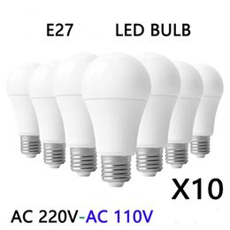 10pcs LED Bulb Lamps E27 AC220V 110V 120V Light Bulb power20W 18W 15W 12W 9W 5W 3W Lampada Living Room Home LED