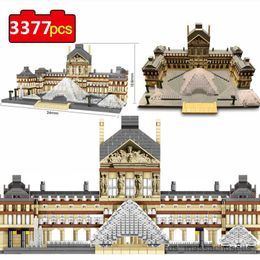 Blocks 3377pcs Paris Louvre Museum 3D Model Building Blocks World Architecture Mini DIY Diamond Micro Blocks Toys for Children R230814