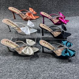 Sandals Fashion Butterflyknot Women Slippers Pointed Toe s Design Slip on Summer Mules Slides Woman Shoes High Heels Sexy 230220