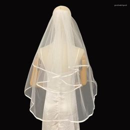 Bridal Veils Women's Medium-length White Wrapped Simple Section Veil Wedding Accessories Po Props