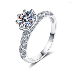 Cluster Rings Wholesale Sterling Silver 1ct D Color VVS Diamond Band Trendy Custom Engagement Ring Solitaire Moissanite