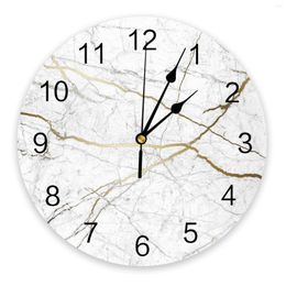 Wall Clocks Marble Pattern Clock Living Room Home Decor Large Round Mute Quartz Table Bedroom Decoration Watch