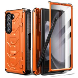 Armourer Rugged For Samsung Galaxy Z Fold 4 5 3 Fold3 Fold5 Case Hinge Shockproof Pen Holder Stand Cover